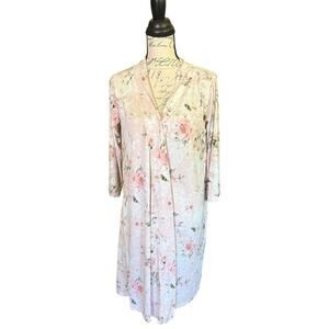 Posh Peanut Light Pink Rose Flower Bamboo Robe Medium NO BELT
